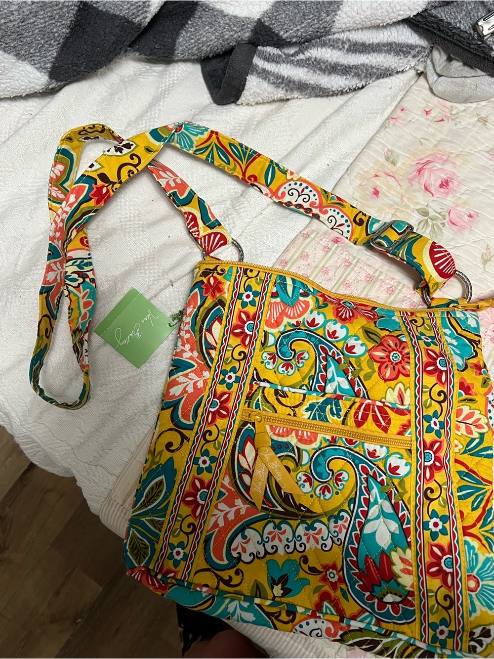 Vera Bradley Yellow Multicolor Floral Paisley Crossbody